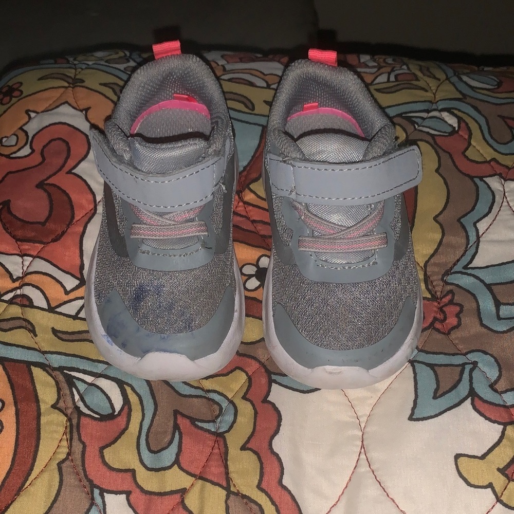 Athletic Works Gray and Pink Sneakers with Velcro Closure